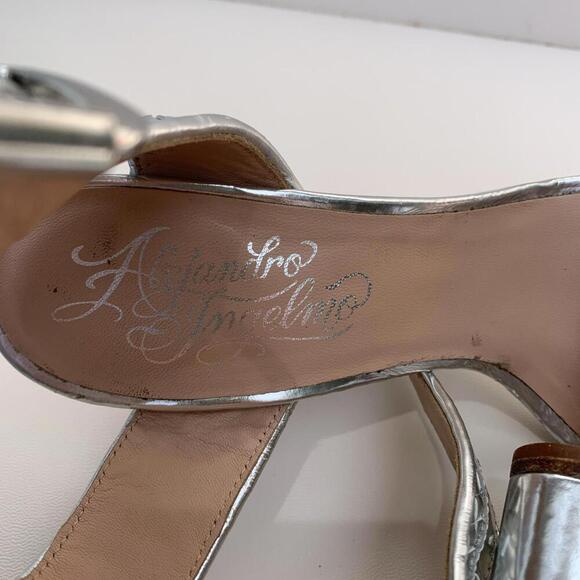 Alejandro Ingelmo Silver Wooven Wedge Sandals Genuine Leather Sz 7.5 Vero Cuoio - Picture 6 of 10